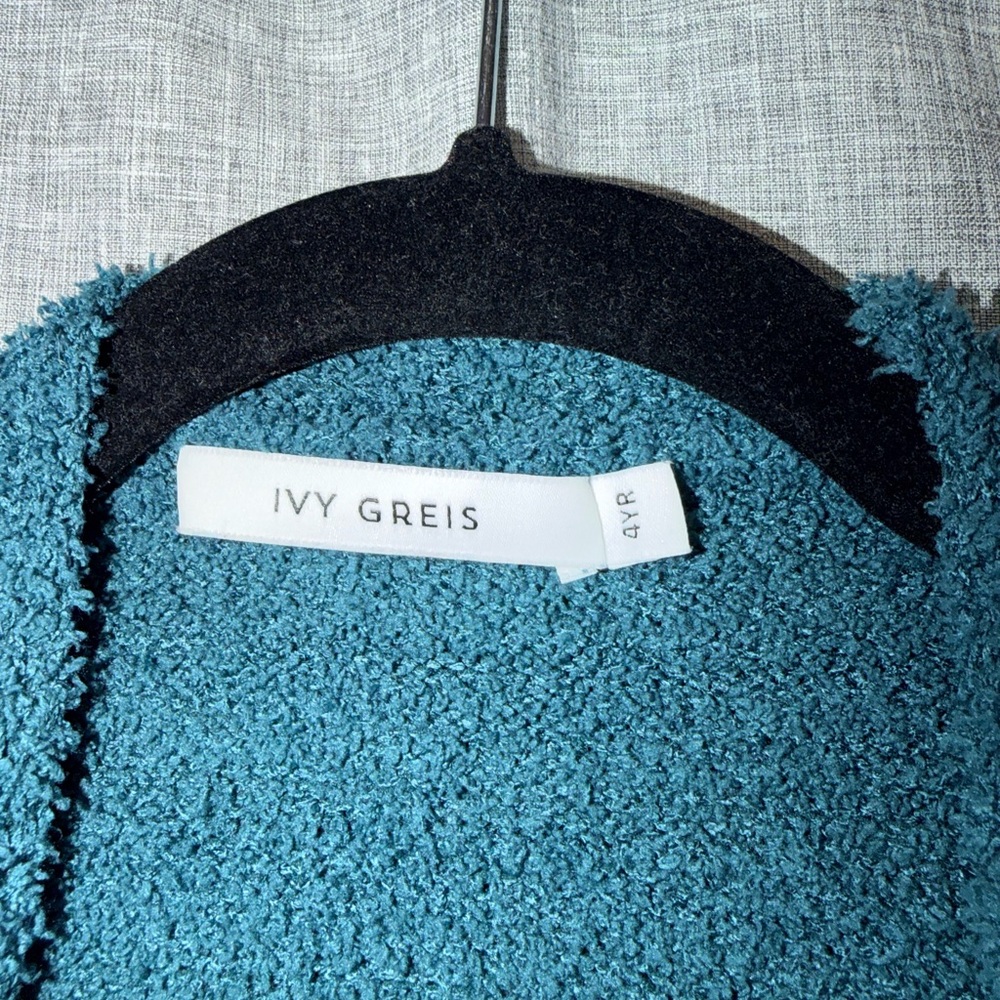 Cozy Long Open-Front Teal Cardigan Robe size 4 - Picture 2 of 3
